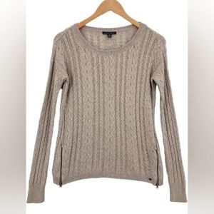 American Eagle Outfitters Oatmeal Crew Neck Side Zip Knit Sweater - Medium - EUC